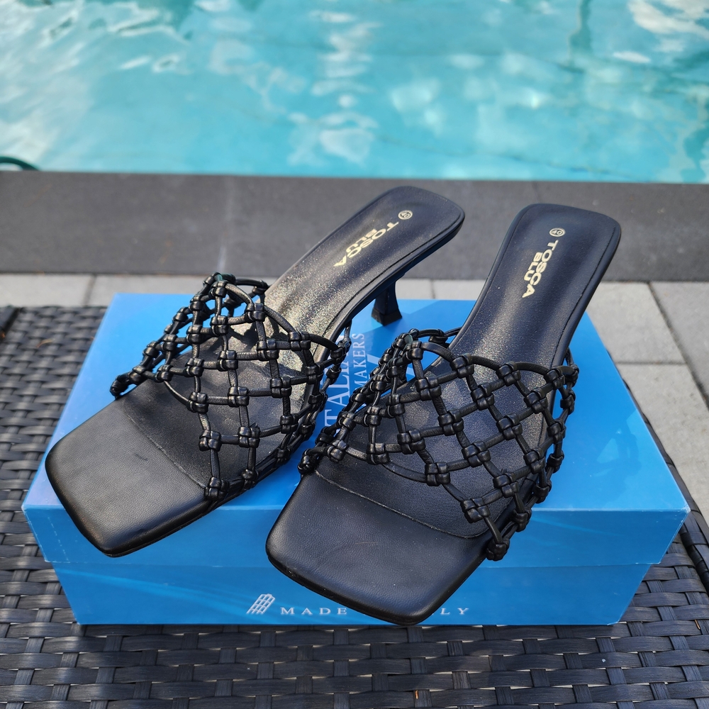 Black Women's Heeled Sandals - US 9 - EU 40